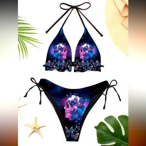 NWT Butterfly Skull Print Bikini. Beautiful colors! Sz. Medium.
